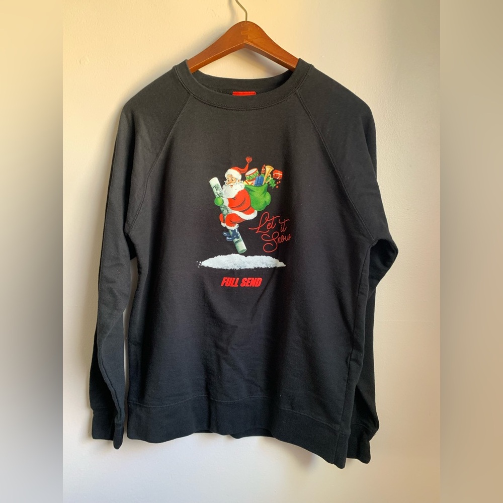 Full Send Festive Santa Crewneck Let it Snow - Black